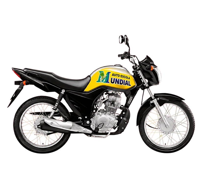 Motocicleta manual lateral da frota da Auto Escola Mundial